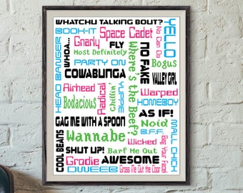 80s Print Catch Phrases Instant Download 80s Decor, 80s Printable, 80s Party, 80s Poster, Wall Art Decor, Printable Gift, 80s Slang Words