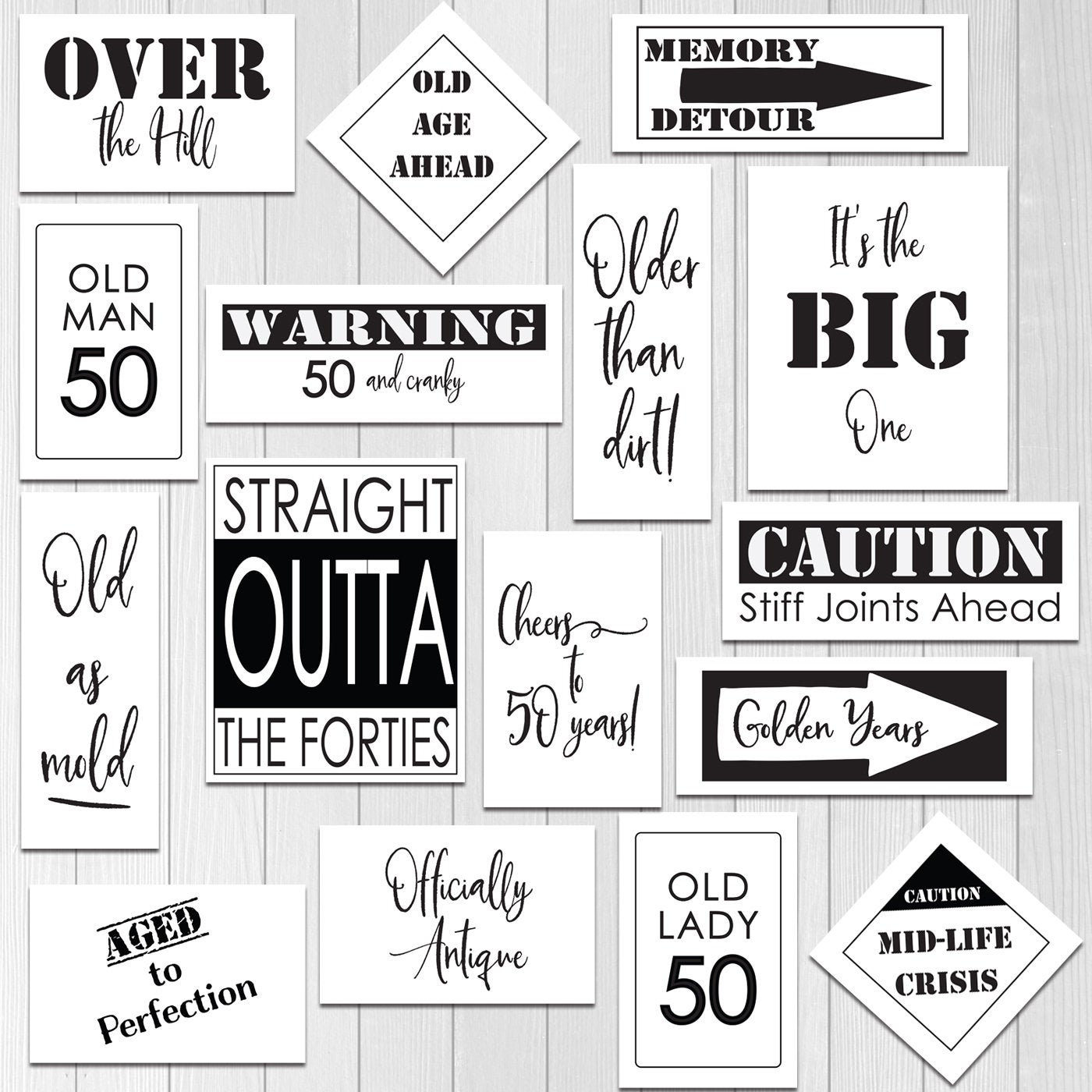 Funny PRINTABLE 50th Birthday Over The Hill Party Signs Etsy