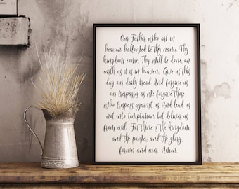 The Lord's Prayer Our Father who art in Heaven Matthew 6:9-13 Instant Download Printable, Scripture art, Bible Verse sign, Christian Decor