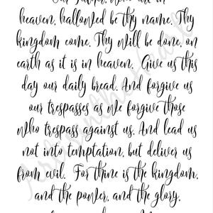 lords prayer print our father who art in heaven etsy