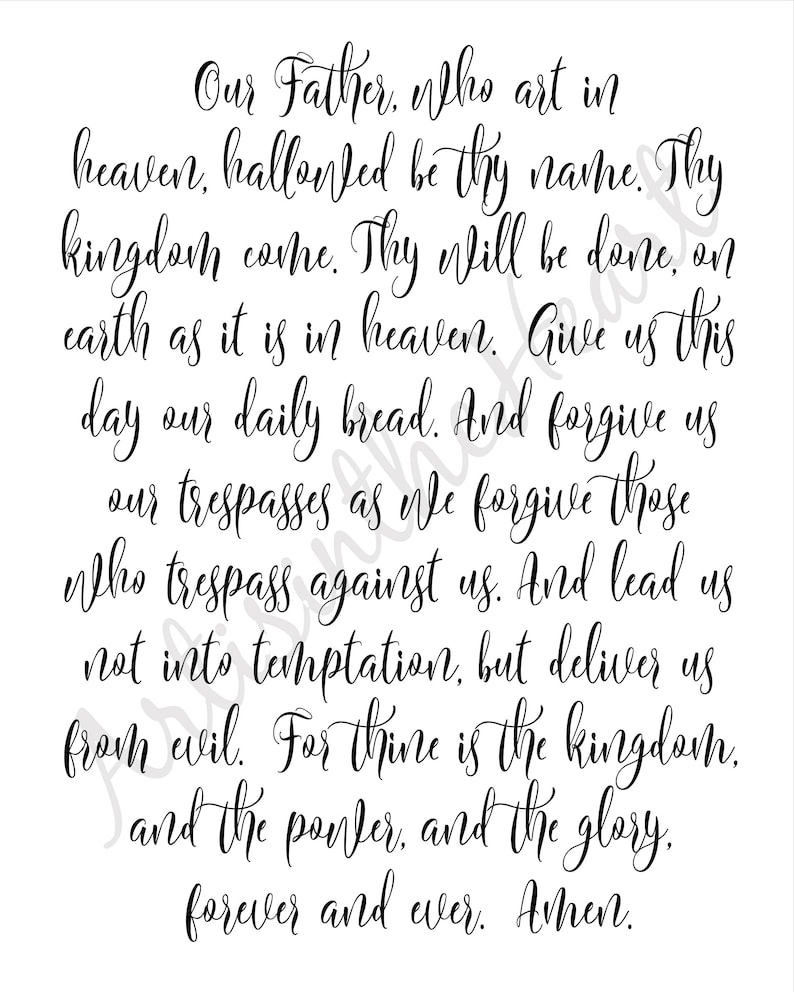 Lord's Prayer Print Our Father Who Art in Heaven Etsy