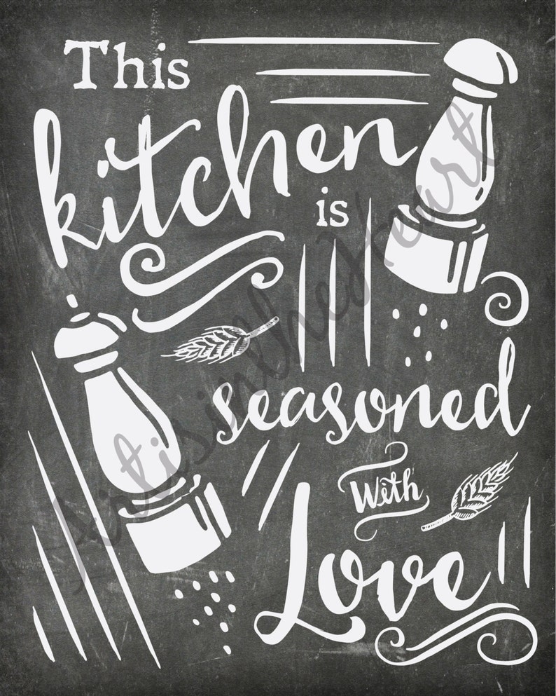 Kitchen printable wall art this kitchen is seasoned with love etsy