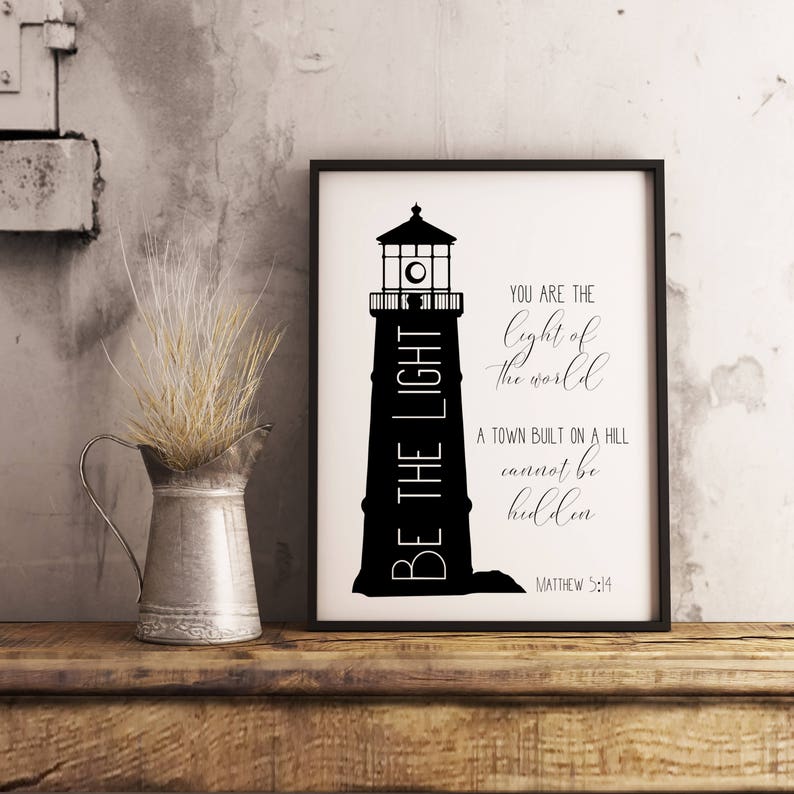Be the Light Print Bible Verse Art Matthew 514 You Are the Etsy