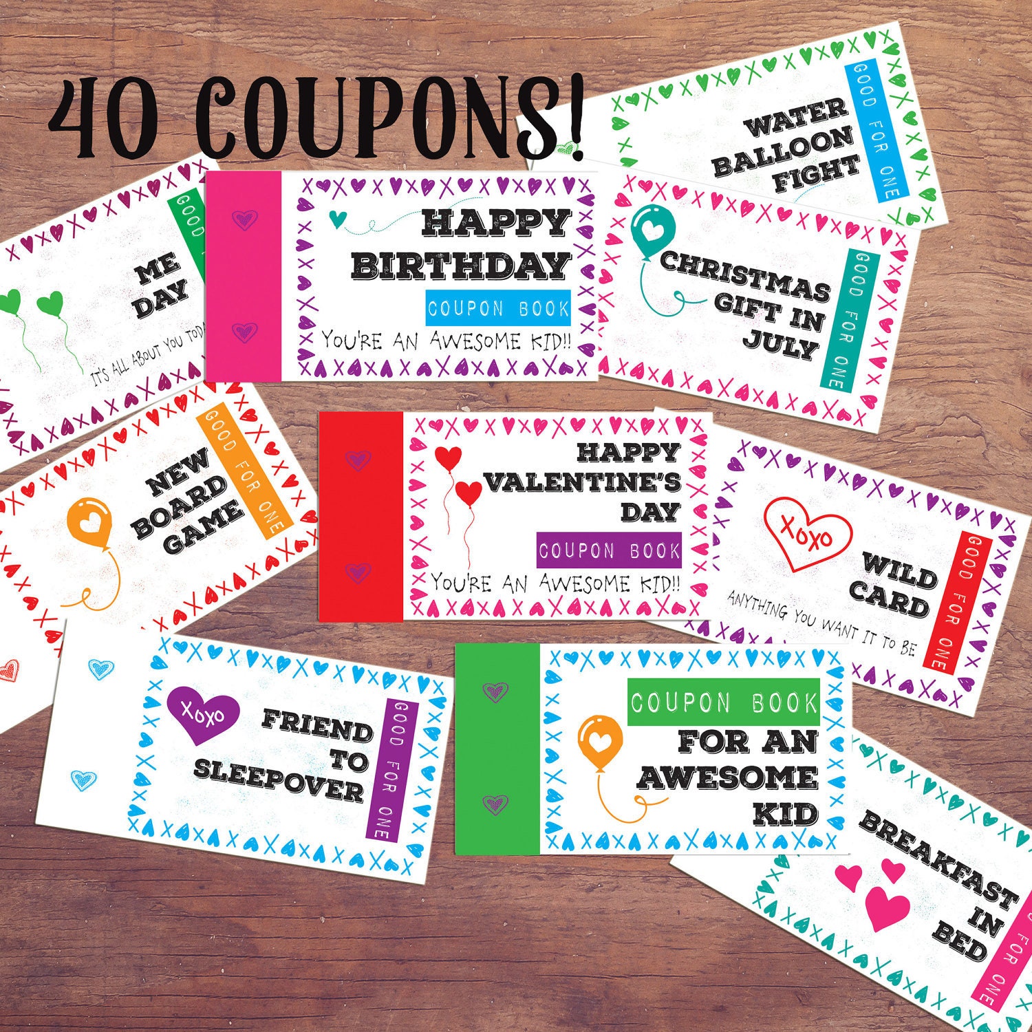 Kids Coupon Book Gift Printable Birthday Coupons Instant Etsy