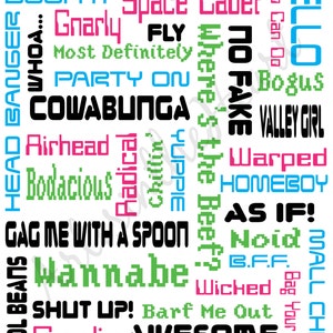 80s Print Catch Phrases Instant Download 80s Decor, 80s Printable, 80s Party, 80s Poster, Wall Art Decor, Printable Gift, 80s Slang Words image 2