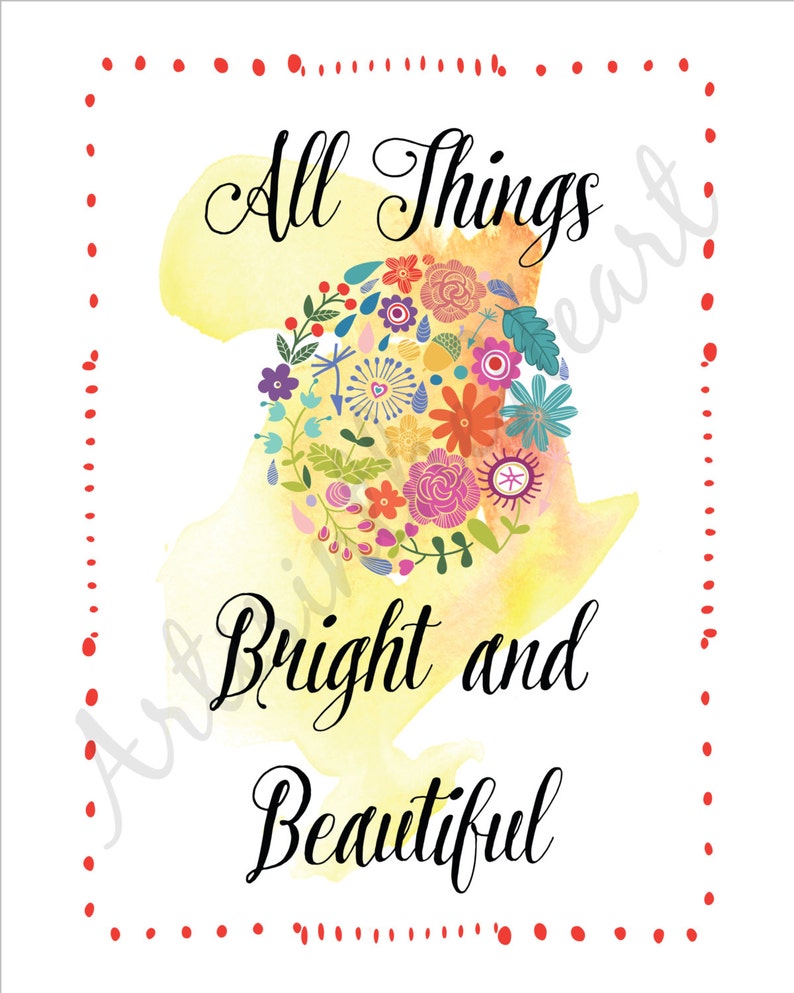 All Things Bright and Beautiful Nursery Print Christian - Etsy