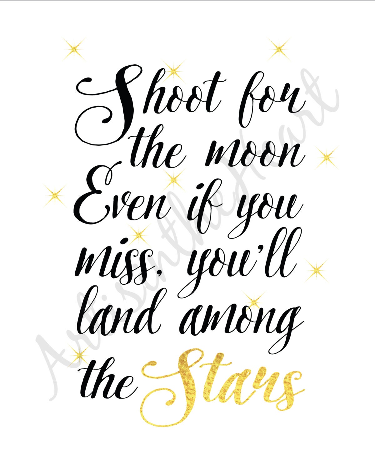 Shoot for the Moon Land Among the Stars Print. Printable - Etsy