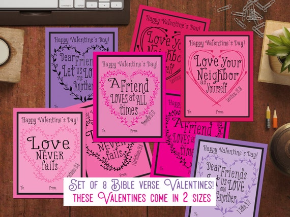 Kids Valentine Cards Christian Valentines With Bible Verse Etsy