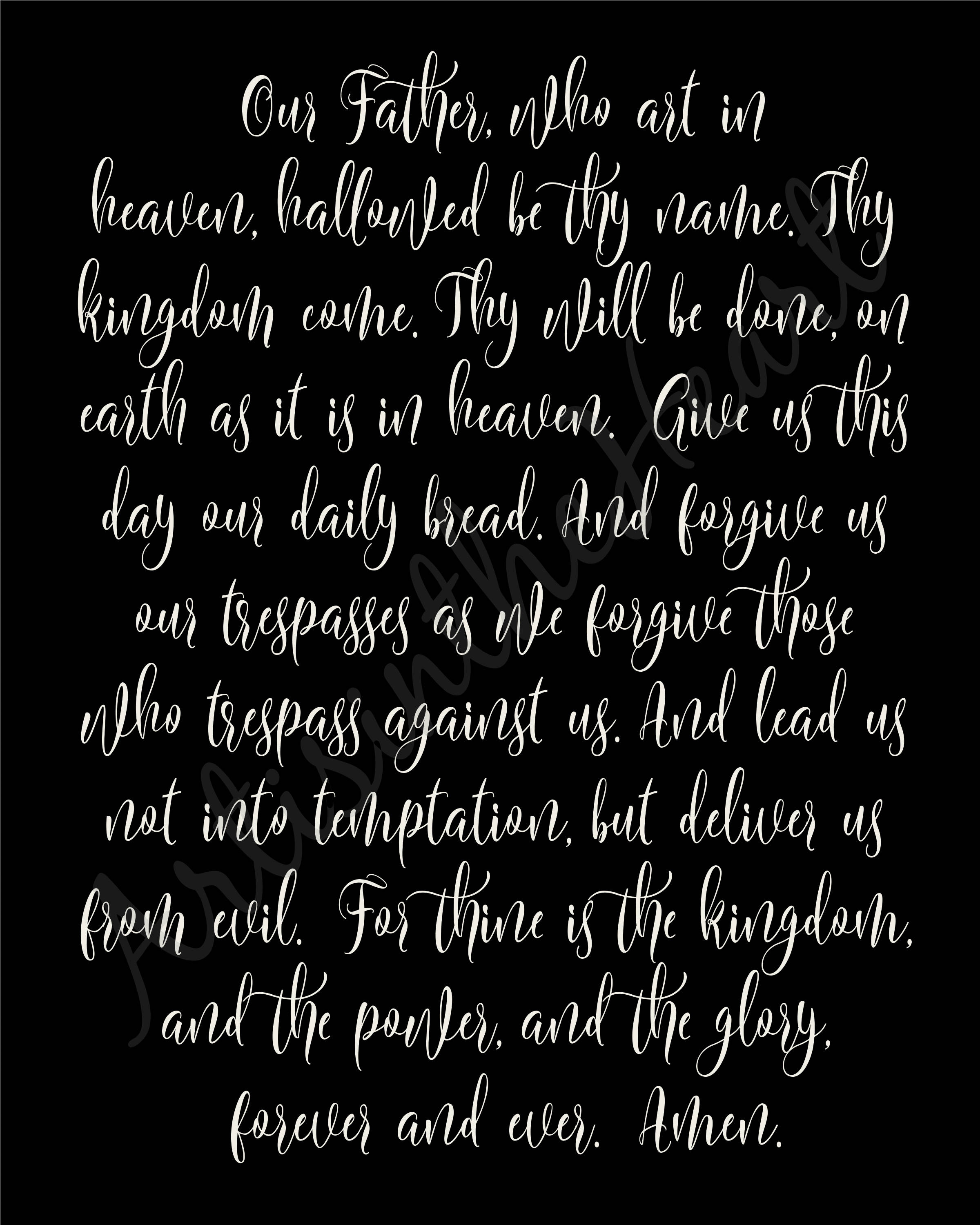 Lord's Prayer print Our Father who art in Heaven Etsy