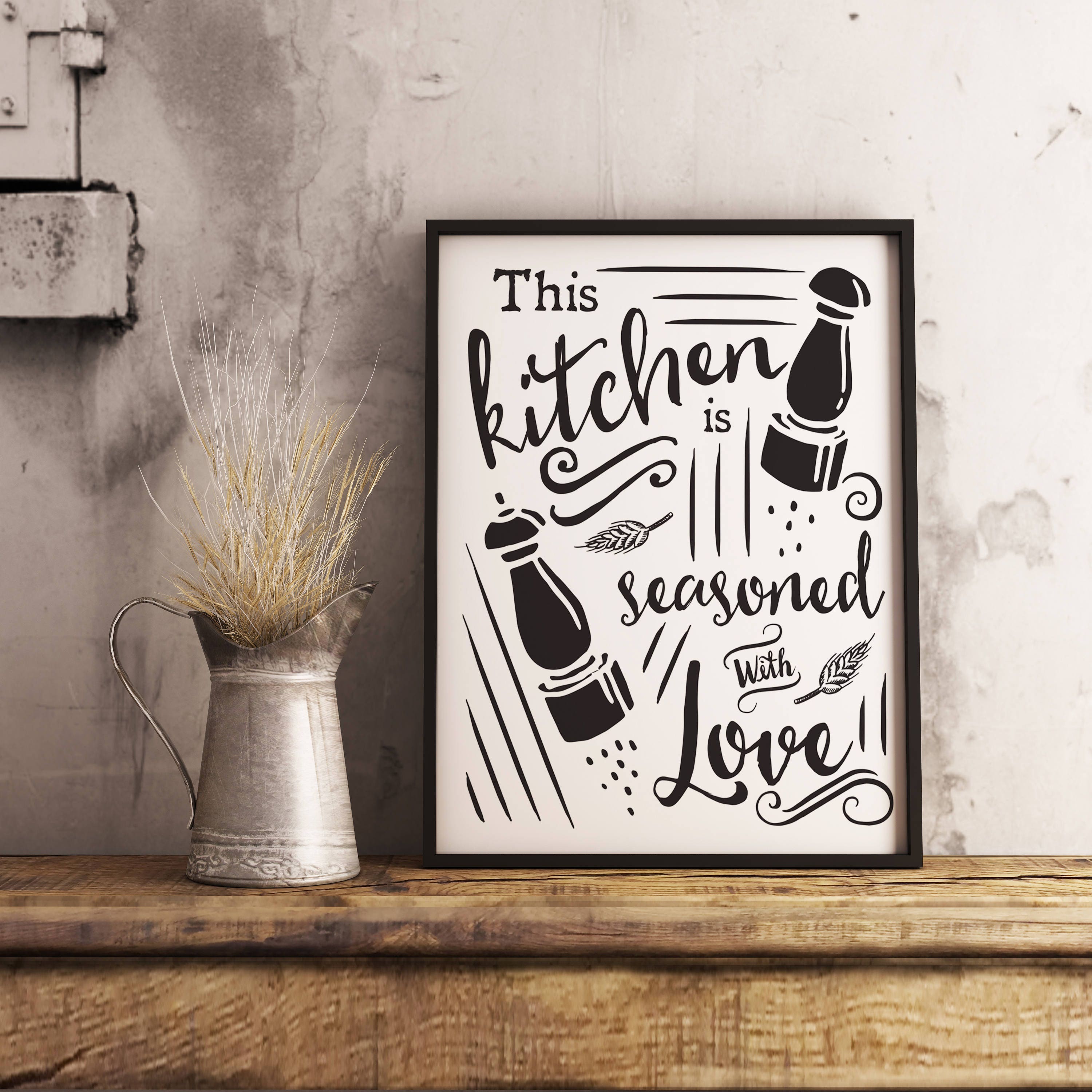 Kitchen Printable Wall Art This Kitchen is Seasoned With Love Etsy