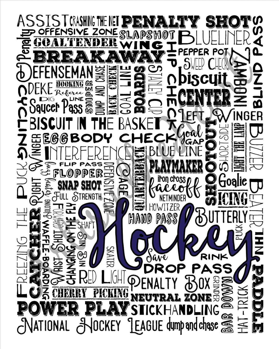 Hockey Print Instant Download Printable. PDF JPG Diy Digital - Etsy