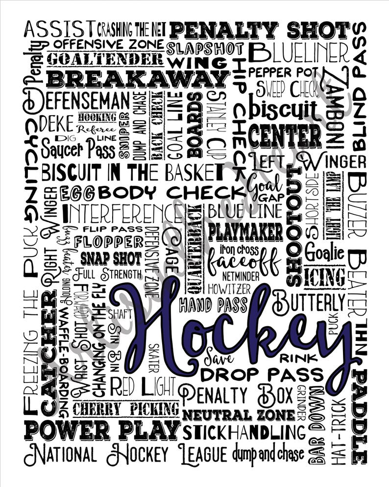 Hockey Print Instant Download Printable. PDF JPG Diy Digital - Etsy