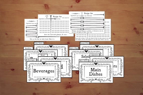 printable diy recipe cards bible verses christian instant download bridal shower idea recipe box cards 3x5 recipe cards printable where can you buy recipe cards