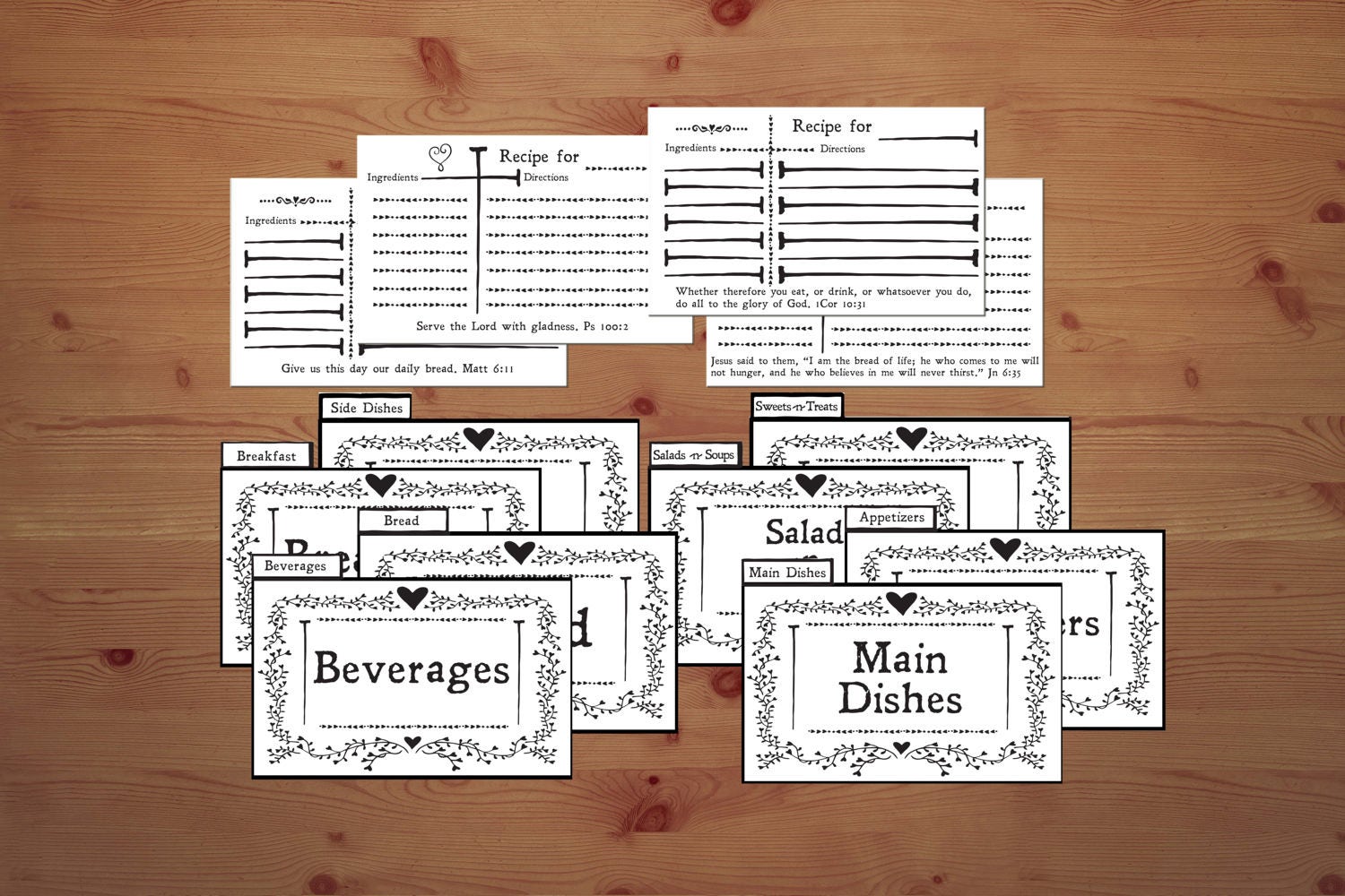 Printable DIY Recipe Cards Bible Verses Christian Instant Etsy