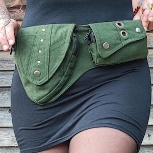 Ceinture sacoche tribale en tissus, sac banane pour festivals, porte monnaie à la taille musique Techno, Psytrance, hippy, baba cool, teuf