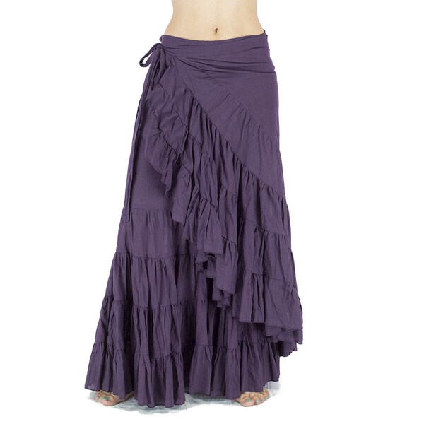 Lange rok gipsy met brede ruches, omhullend gipsy flamenco rok, tribal dance, tribal fusion, gypsy, Bohemian, festival, Gypsy