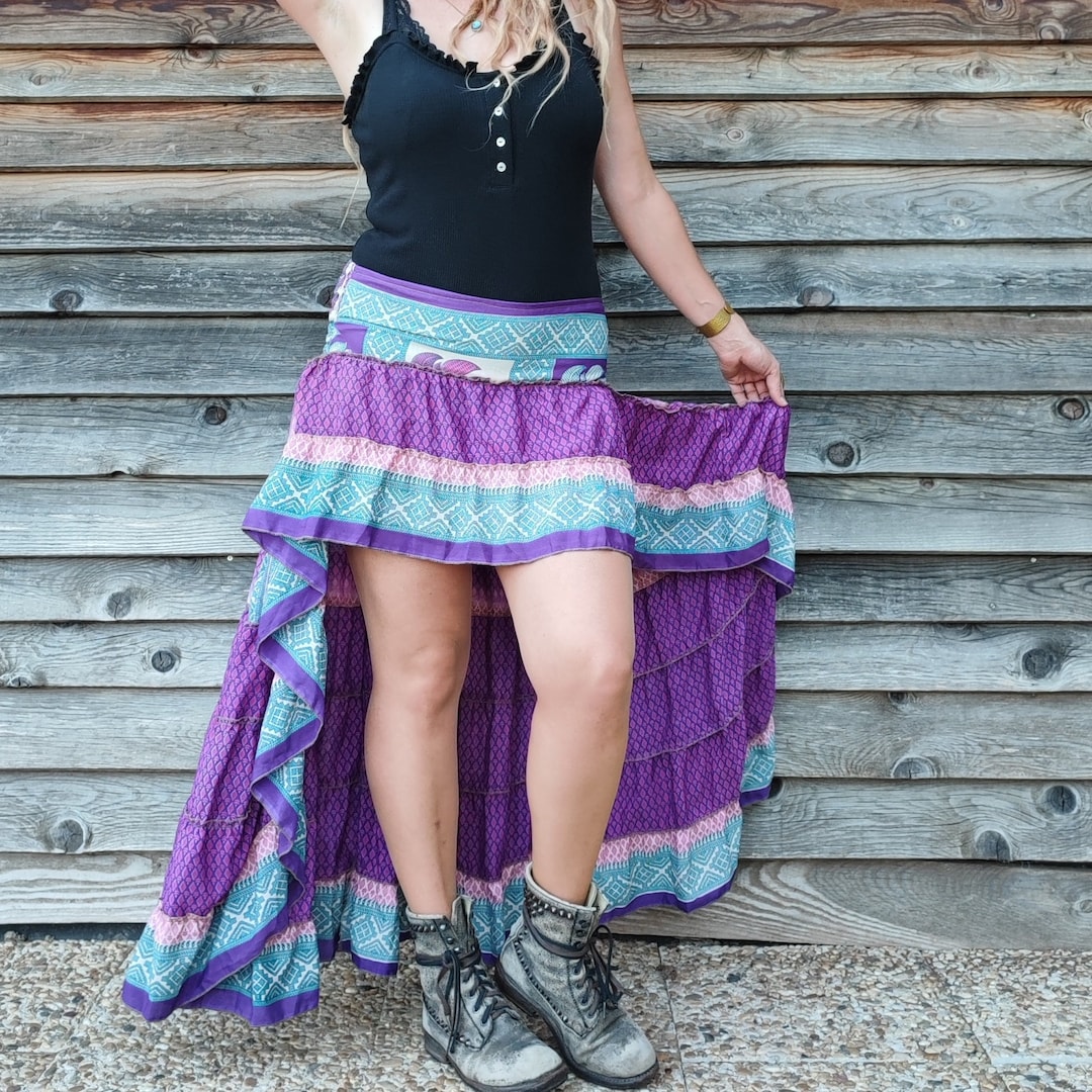 Ibiza Faldas Asimetricas Largas Boho Falda Étnica Champagne