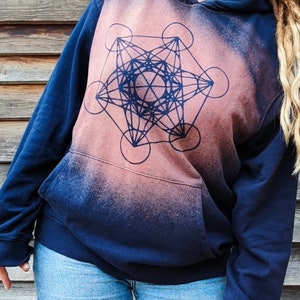 Unisex hoodie, Metatron's cube, sacred symbols. techno men's clothing, psytrance goa, baba cool, hippy, festivals, nomad, mystical patterns imagem 8