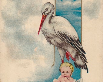 Antique Baby Announcement Postcard