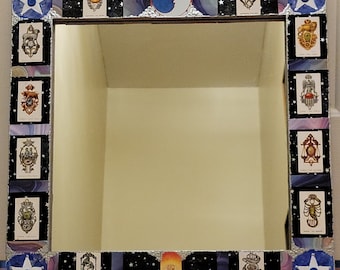 Vintage Zodiac Mirror, Decoupage Astrology Art