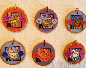 12 Days of Christmas Button Ornament Set
