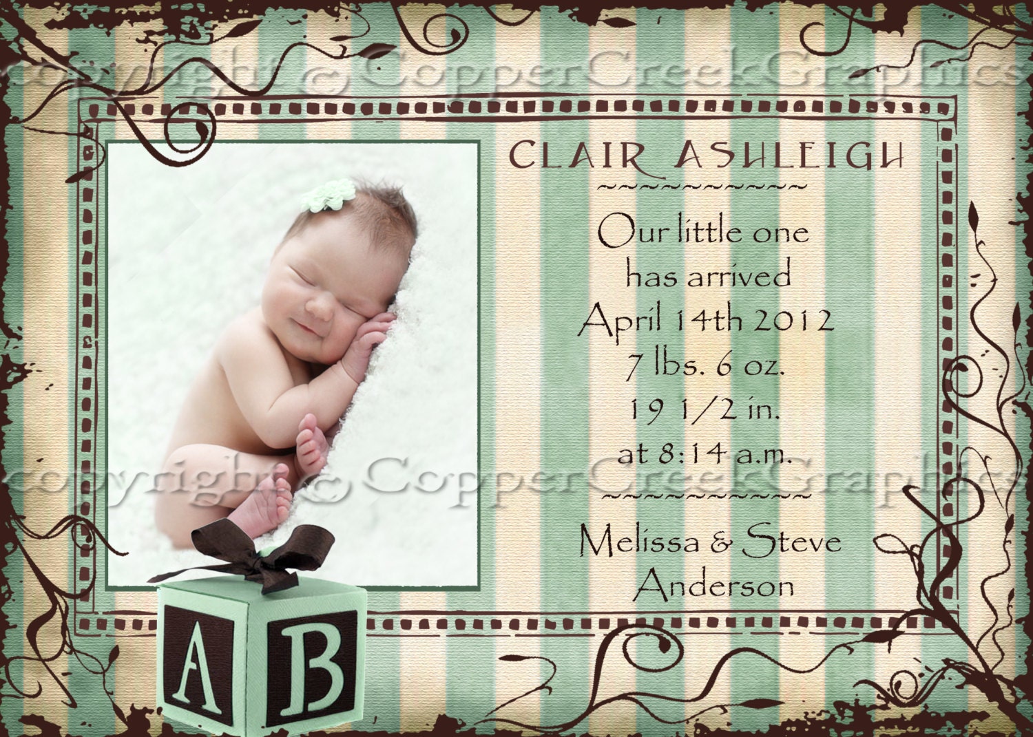 Birth Announcement, Digital Download Multi Layered Psd, Includes Fonts