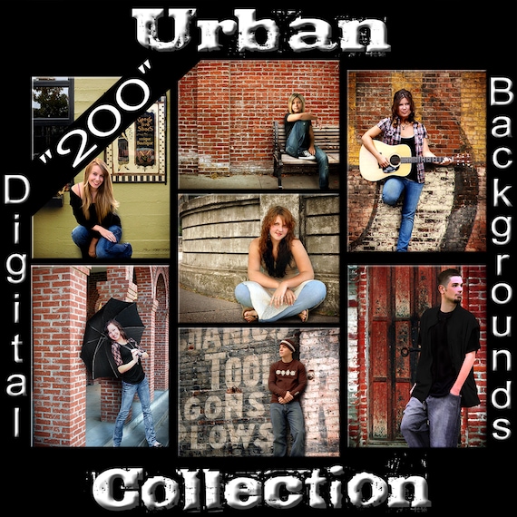 200 Digital Backdrops Urban Photography Backgrounds Ideal for Green Screen Photo Editing High School Senior Portraits Photoshop Textures (f)