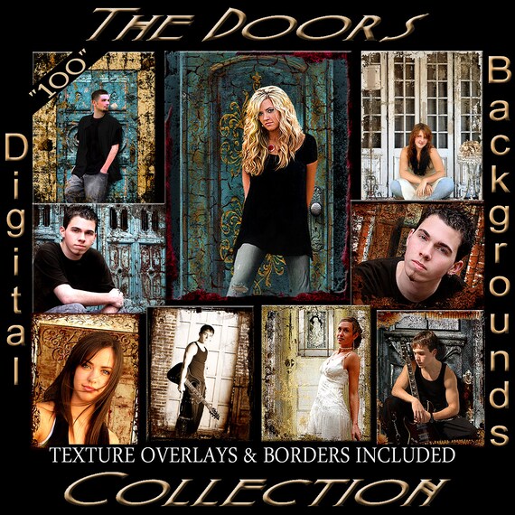 100 Digital Backdrops Professional Quality Photography Grunge Door Backgrounds for Senior Portraits Photoshop Textures Overlays Borders (Z)