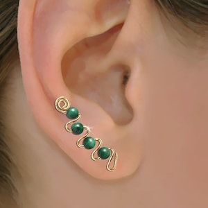 Customized Ear Climbers, Gold or Silver Ear Crawler Earrings, Ear Sweep, Climbing Earrings adorned with Crystals, Gemstones, Pearls or Beads