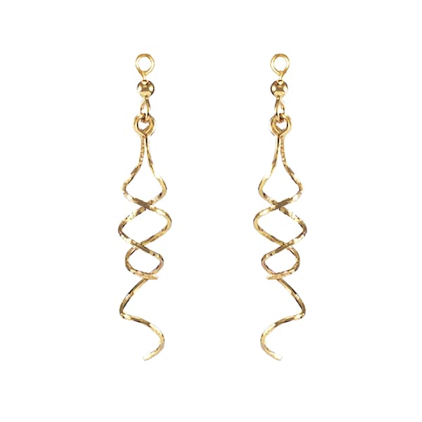 Dangle Drop Earrings, Earring Attachments, Ear Jackets for Ear Studs, Ear Climbers, Wraps with Hammered Spiral in Gold or Silver