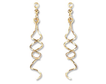 Dangle Earrings Attachments, Ear Jackets for Ear Studs, Ear Climbers, Wraps with Hammered Spiral in Gold or Silver