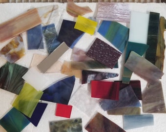 Mixed Pieces:  Free Shipping, Stained Glass, Mosaic Supply, 1-1/2 Pound, (nis)