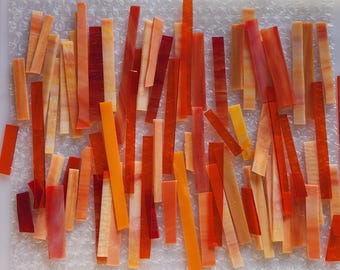 Red / Orange:  Stained Glass Short Strips, Mosaic Supply, One Pound, (B36-roy)