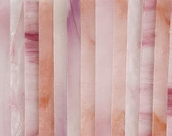 Pink Strips: Stained Glass, Mosaics Supplies, One Pound, (B42-pm)