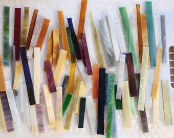 Earth Tone Natural:  Stained Glass Short Strips, Mosaic Supply, One Pound, (B36-ed)