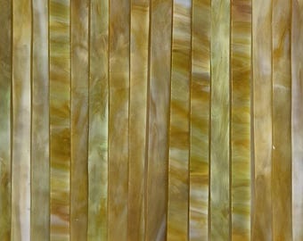 Late Spring Woods, Green / Amber:  Stained Glass Strips, Mosaic Supply, One Pound, (B10-lsw)
