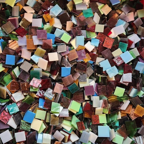 MIXED Glass Tile for Mosaic or Craft Projects ONE POUND (Mt)