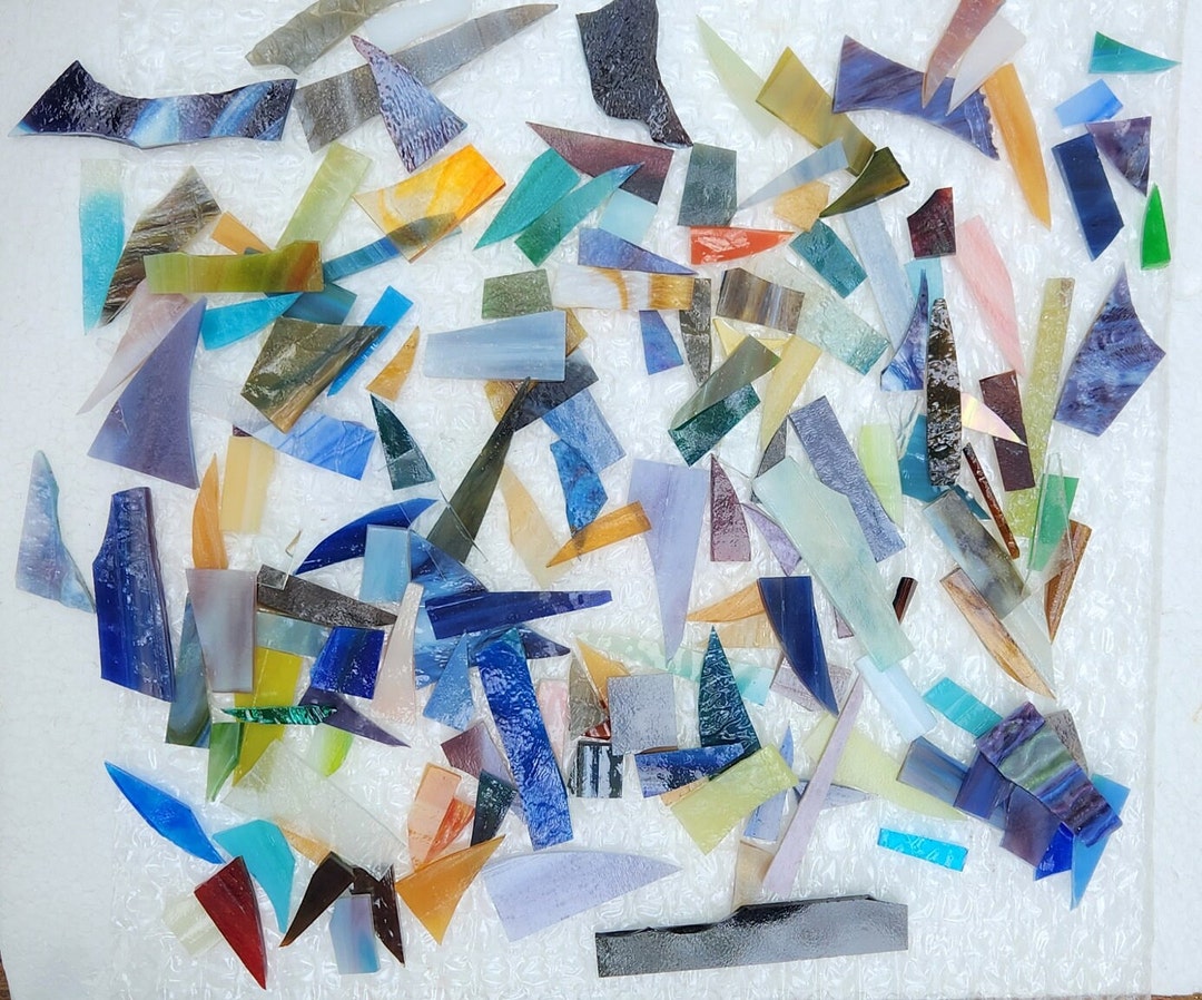 SMALL SCRAP (b19-ss1) ONE Pound of Glass Scrap for Mosaics / Glass Art ...