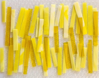 Yellow Mix: Short Stained Glass Strips, Mosaic Supply, One Pound, (B30-yms)