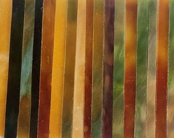 Fall Woods: Stained Glass Strips, Mosaics Supplies, One Pound, (B10-fw)