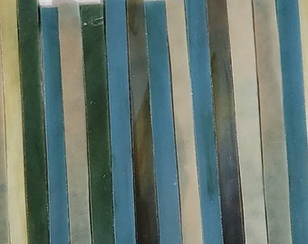 Blue Sea:  Stained Glass Strips, Mosaic Supply, One Pound, (B3-bsea)