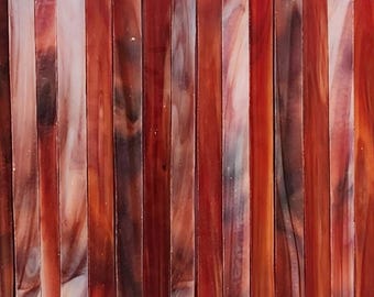 Red Mixed Strips:  Stained Glass, Mosaic Supplies, One Pound, (B4-rsts)