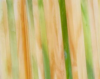 Green / Amber:  Free Shipping, Stained Glass Strips, Mosaic Supply, Crafts, One Pound, (B8-ga1)