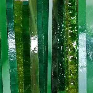 GREEN Mixed Strips of Glass ONE Pound For Stained Glass, Mosaics / Art Glass Project