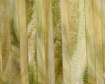 Green Amber Granite:  Stained Glass Strips, Mosaic Supply, 3/4 Pound, (B11-gag)