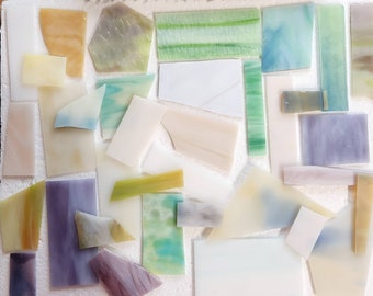 Pastel Glass:  Free Shipping, Stained Glass Pieces, Mosaic Supply, 1-1/2 Pounds, (B32-past)