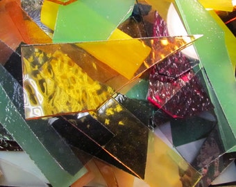 FOUR Pounds Art Glass Scrap:  Free Shipping, Stained Glass, Mosaic Supply (nis)