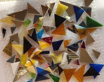 Triangle Cut Glass:  Stained Glass, Mosaic Supply, One Pound, (B35-mt)