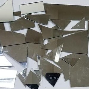 MIRROR Glass Pieces (B19-ms) 1-1/2 Pounds Mosaic and Small Pattern Pieces for Stained Glass