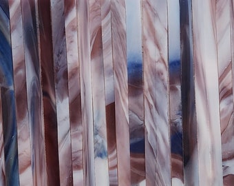 Purple / White Streaky:  Stained Glass Strips, Mosaic Supply, One Pound, (B15-pws)